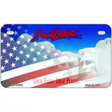 South Dakota with American Flag Novelty Metal License Plate 7" x 4" (MP)