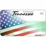 Tennessee with American Flag Novelty Metal License Plate 7" x 4" (MP)