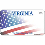 Virginia with American Flag Novelty Metal License Plate 7" x 4" (MP)