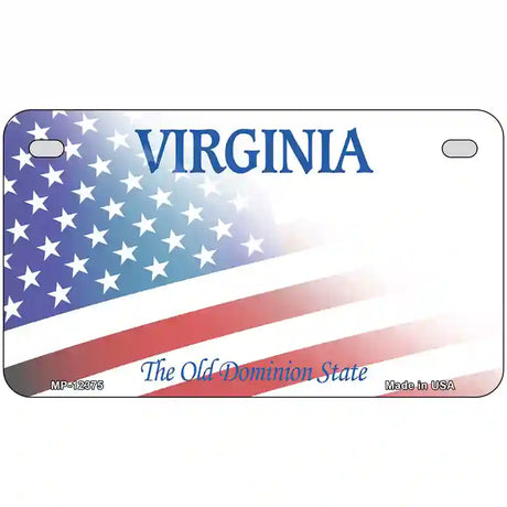 Virginia with American Flag Novelty Metal License Plate 7" x 4" (MP)