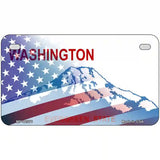 Washington with American Flag Novelty Metal License Plate 7" x 4" (MP)