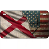 Alabama/American Flag Novelty Metal License Plate 7" x 4" (MP)