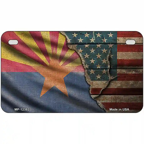 Arizona/American Flag Novelty Metal License Plate 7" x 4" (MP)