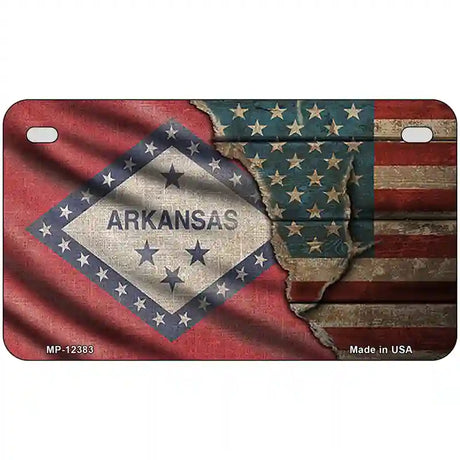 Arkansas/American Flag Novelty Metal License Plate 7" x 4" (MP)