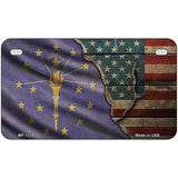 Indiana/American Flag Novelty Metal License Plate 7" x 4" (MP)