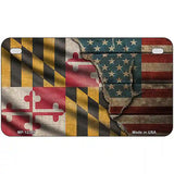 Maryland/American Flag Novelty Metal License Plate 7" x 4" (MP)