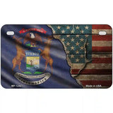 Michigan/American Flag Novelty Metal License Plate 7" x 4" (MP)