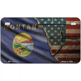 Montana/American Flag Novelty Metal License Plate 7" x 4" (MP)