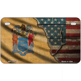 New Jersey/American Flag Novelty Metal License Plate 7" x 4" (MP)