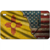 New Mexico/American Flag Novelty Metal License Plate 7" x 4" (MP)