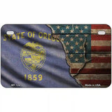 Oregon/American Flag Novelty Metal License Plate 7" x 4" (MP)