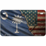 South Carolina/American Flag Novelty Metal License Plate 7" x 4" (MP)