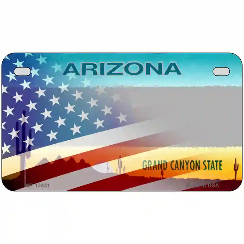 Arizona License Plate American Flag Novelty Metal License Plate 7" x 4" (MP)