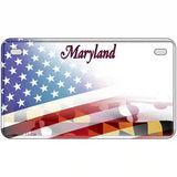 Maryland with American Flag Novelty Metal License Plate LP-12434 7" x 4" (MP)