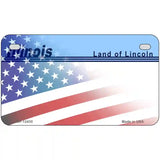 Illinois with American Flag Novelty Metal License Plate LP-12435 7" x 4" (MP)