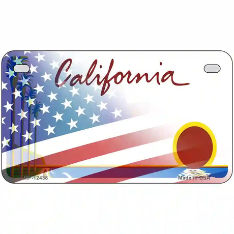 California Palm Plate American Flag Novelty Metal License Plate 7" x 4" (MP)