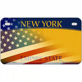 New York with American Flag Novelty Metal License Plate LP-12441 7" x 4" (MP)