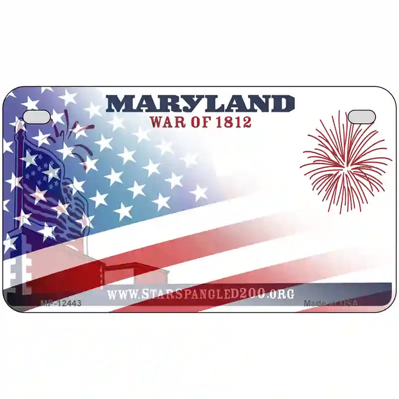 Maryland War Plate American Flag Novelty Metal License Plate 7" x 4" (MP)