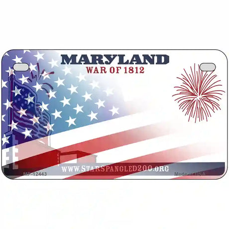 Maryland War Plate American Flag Novelty Metal License Plate 7" x 4" (MP)