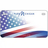 Pure Michigan Plate American Flag Novelty Metal License Plate 7" x 4" (MP)