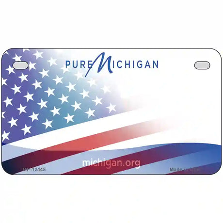 Pure Michigan Plate American Flag Novelty Metal License Plate 7" x 4" (MP)