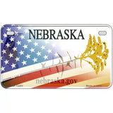 Nebraska Plate American Flag Novelty Metal License Plate 7" x 4" (MP)