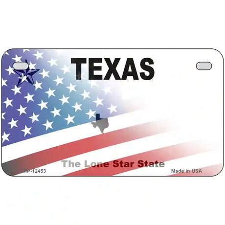 Texas with American Flag Novelty Metal License Plate LP-12453 7" x 4" (MP)