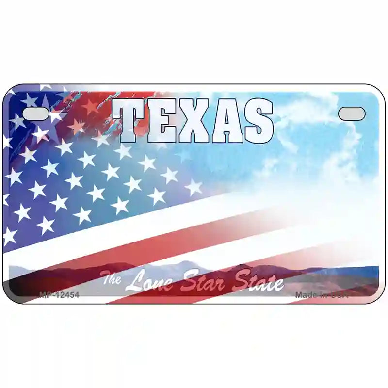 Texas Lone Star Plate American Flag Novelty Metal License Plate 7" x 4" (MP)