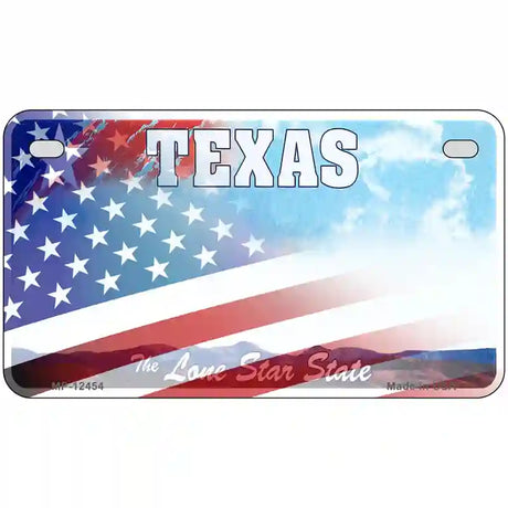 Texas Lone Star Plate American Flag Novelty Metal License Plate 7" x 4" (MP)