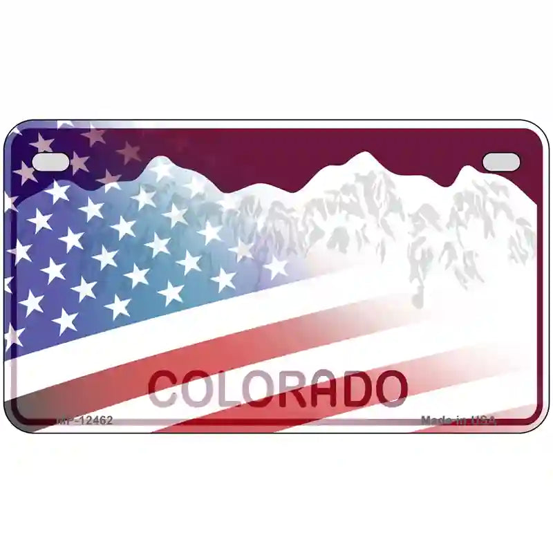 Colorado with American Flag Novelty Metal License Plate LP-12462 7" x 4" (MP)