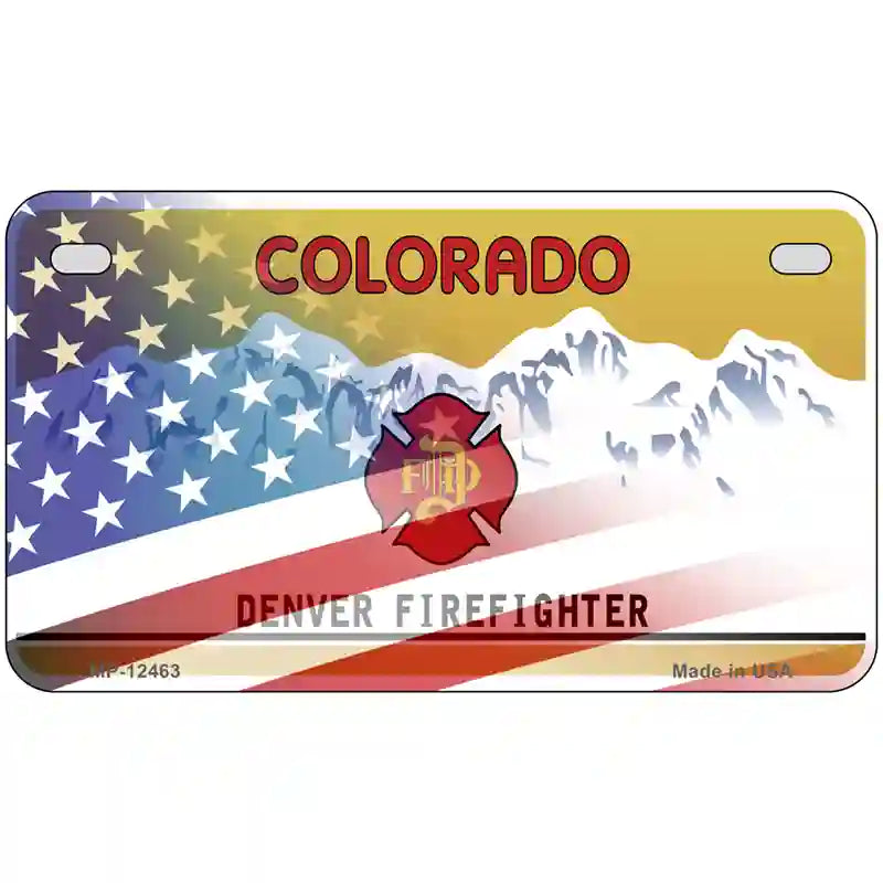 Colorado Firefighter Plate American Flag Novelty Metal License Plate 7" x 4" (MP)