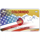 Colorado Firefighter Plate American Flag Novelty Metal License Plate 7" x 4" (MP)