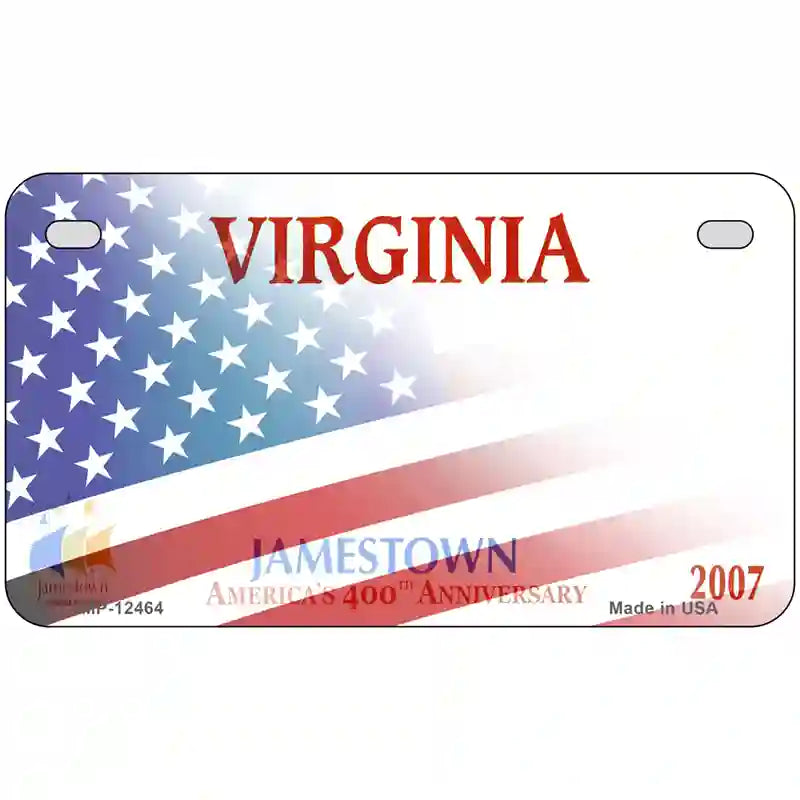 Virginia with American Flag Novelty Metal License Plate LP-12464 7" x 4" (MP)