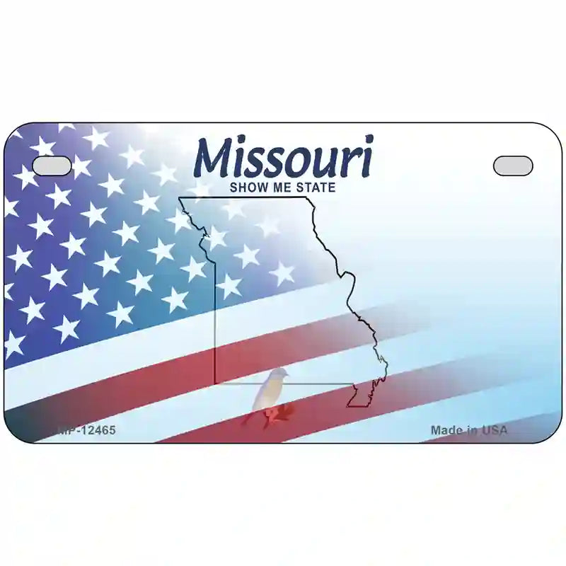 Missouri with American Flag Novelty Metal License Plate LP-12465 7" x 4" (MP)