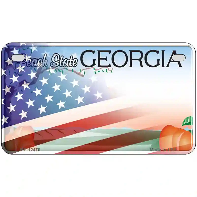 Georgia with American Flag Novelty Metal License Plate LP-12470 7" x 4" (MP)