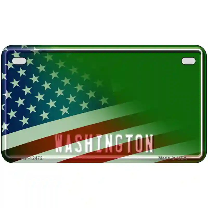 Washington with American Flag Novelty Metal License Plate LP-12472 7" x 4" (MP)