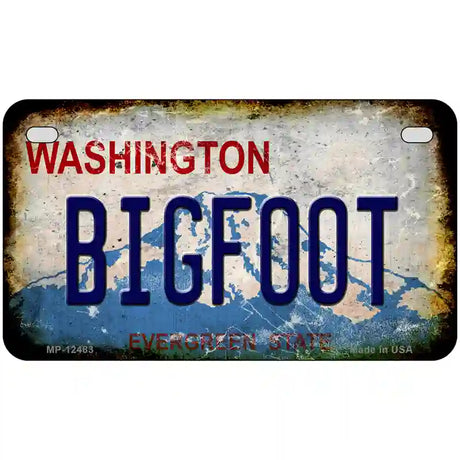 Bigfoot Washington Rusty Novelty Metal License Plate 7" x 4" (MP)