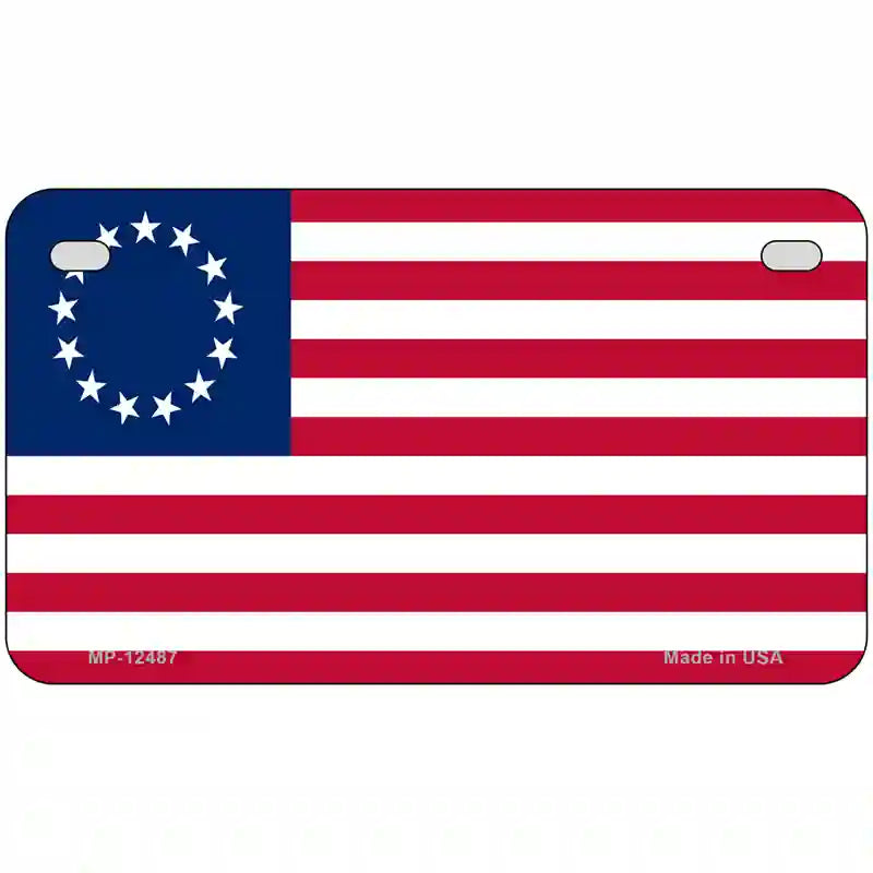 Betsy Ross American Flag Novelty Metal License Plate 7" x 4" (MP)