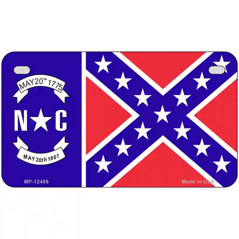 North Carolina Confederate Flag Novelty Metal License Plate 7" x 4" (MP)