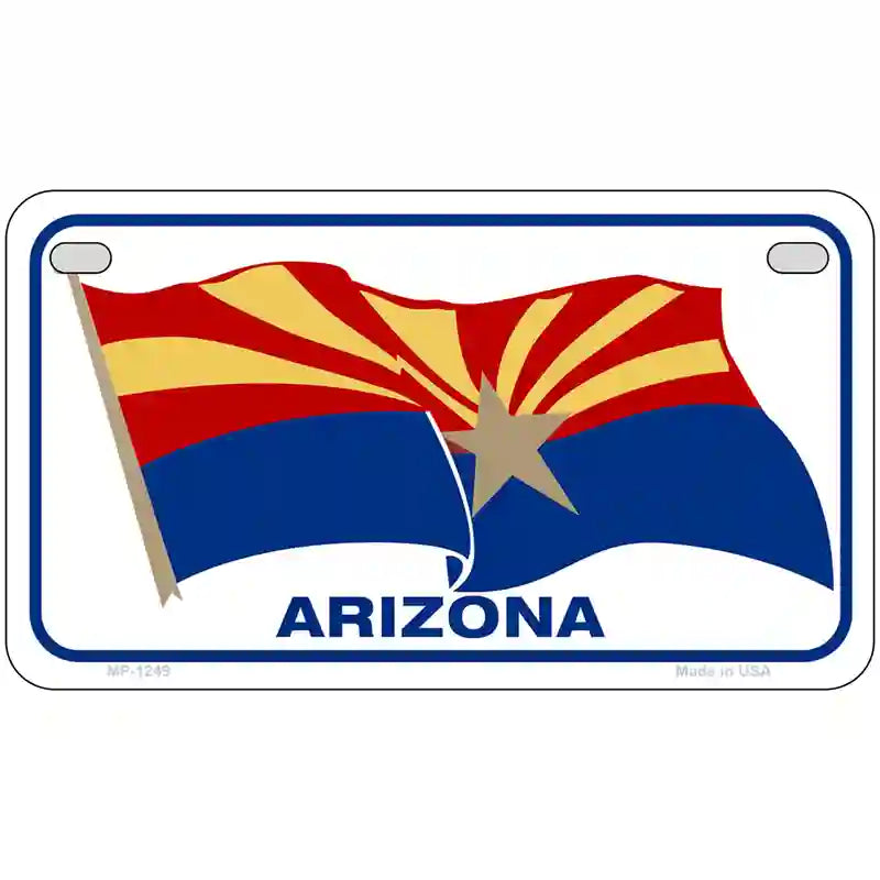 Arizona Waving Flag Novelty Metal License Plate 7" x 4" (MP)