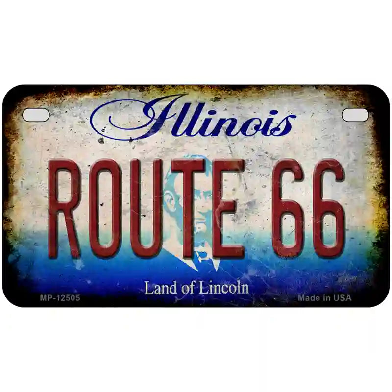 Route 66 Illinois Novelty Metal License Plate 7" x 4" (MP)