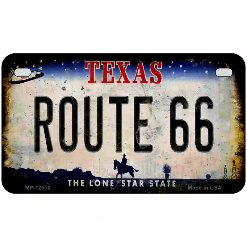 Route 66 Texas Novelty Metal License Plate 7" x 4" (MP)