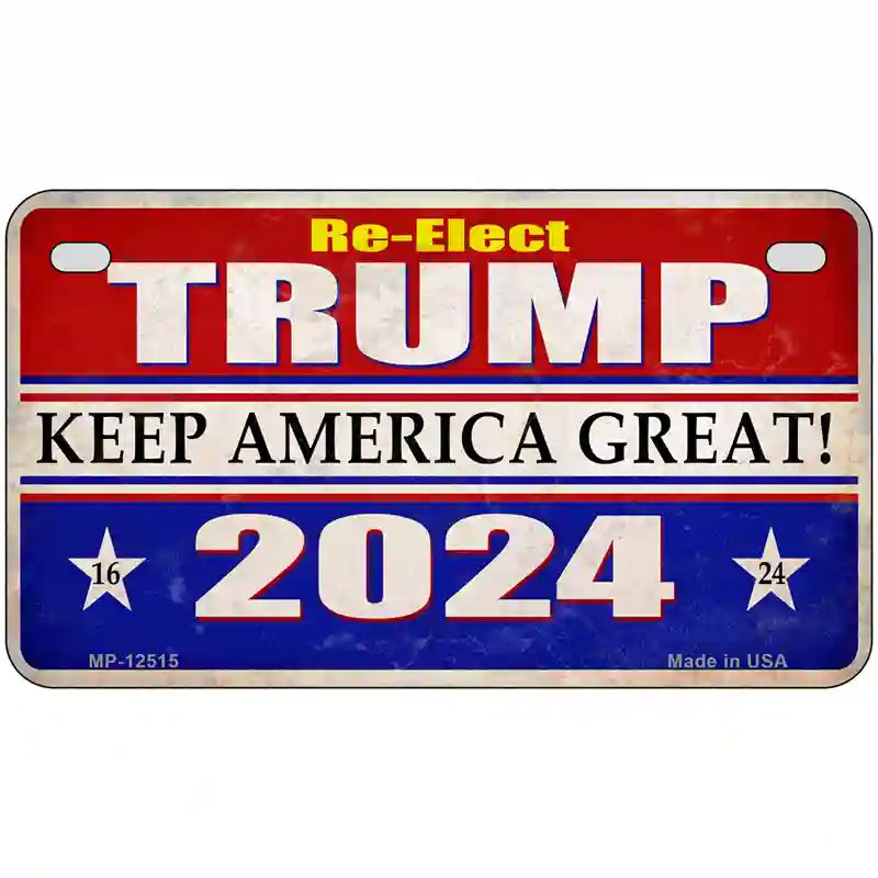 Re-Elect Trump 2024 Novelty Metal License Plate 7" x 4" (MP)