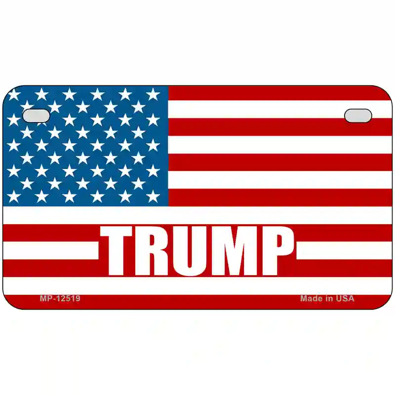 Trump American Flag Novelty Metal License Plate 7" x 4" (MP)