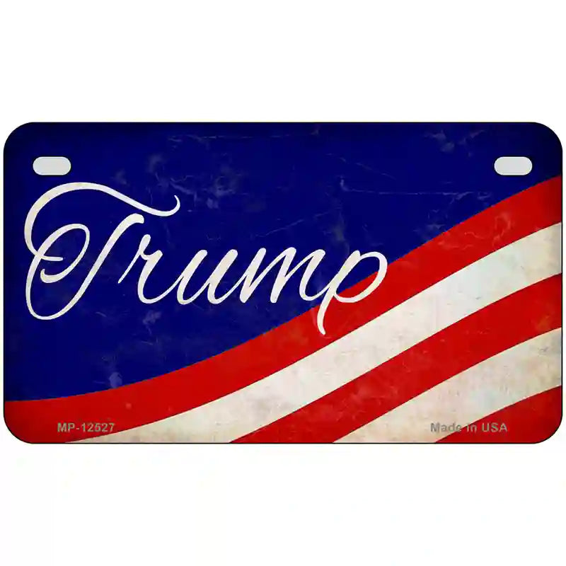 Trump on Waving Flag Novelty Metal License Plate 7" x 4" (MP)