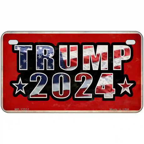 Trump 2024 Flag Novelty Metal License Plate 7" x 4" (MP)