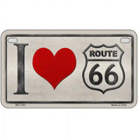 I Love Route 66 Novelty Metal License Plate 7" x 4" (MP)