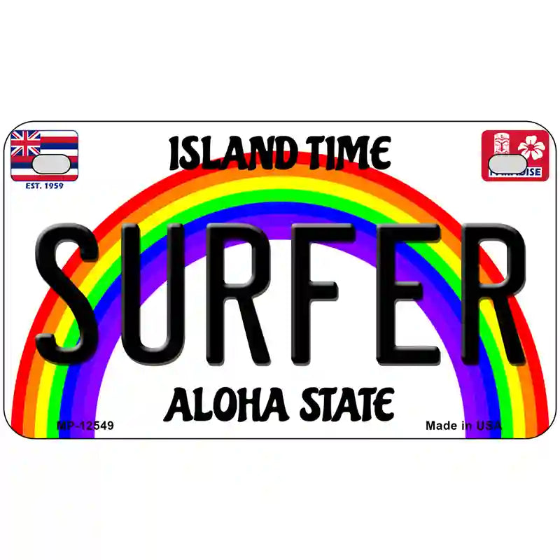 Surfer Hawaii Novelty Metal License Plate 7" x 4" (MP)