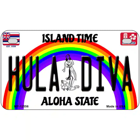 Hula Diva Hawaii Novelty Metal License Plate 7" x 4" (MP)