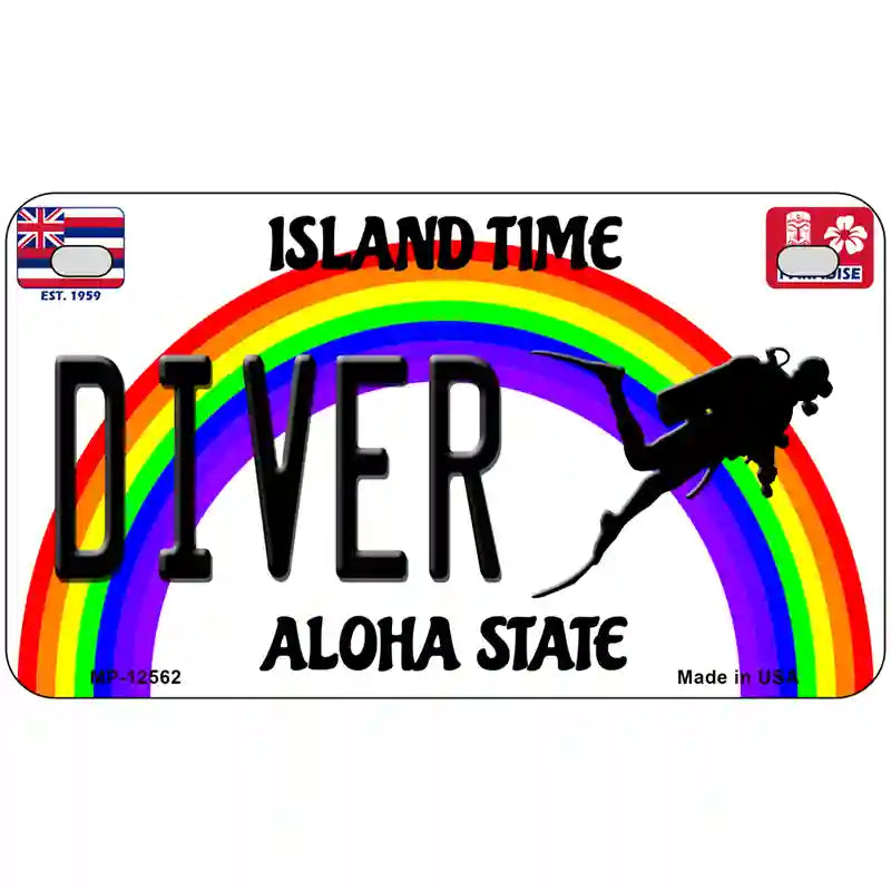 Diver Hawaii Novelty Metal License Plate 7" x 4" (MP)